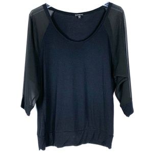 Express women's black shirt sheer sleeves, M